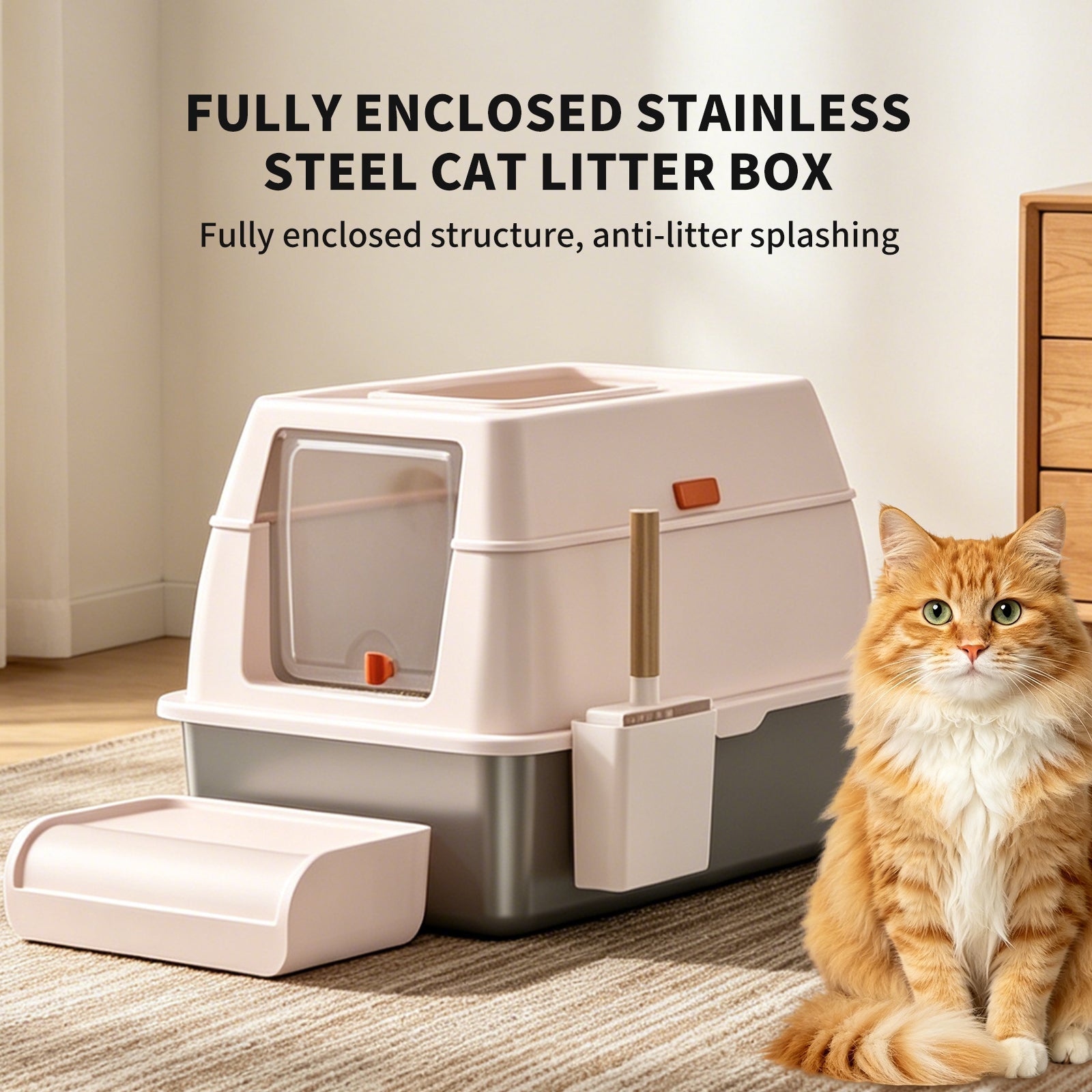 Anti-Splash Cat Litter Box — Fully Enclosed with Trapping Pedal